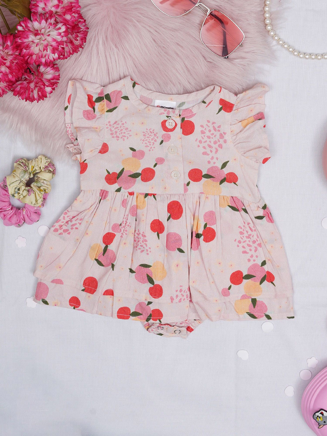 

Creative Kids Infant Girls Floral Printed Bodysuit, Pink