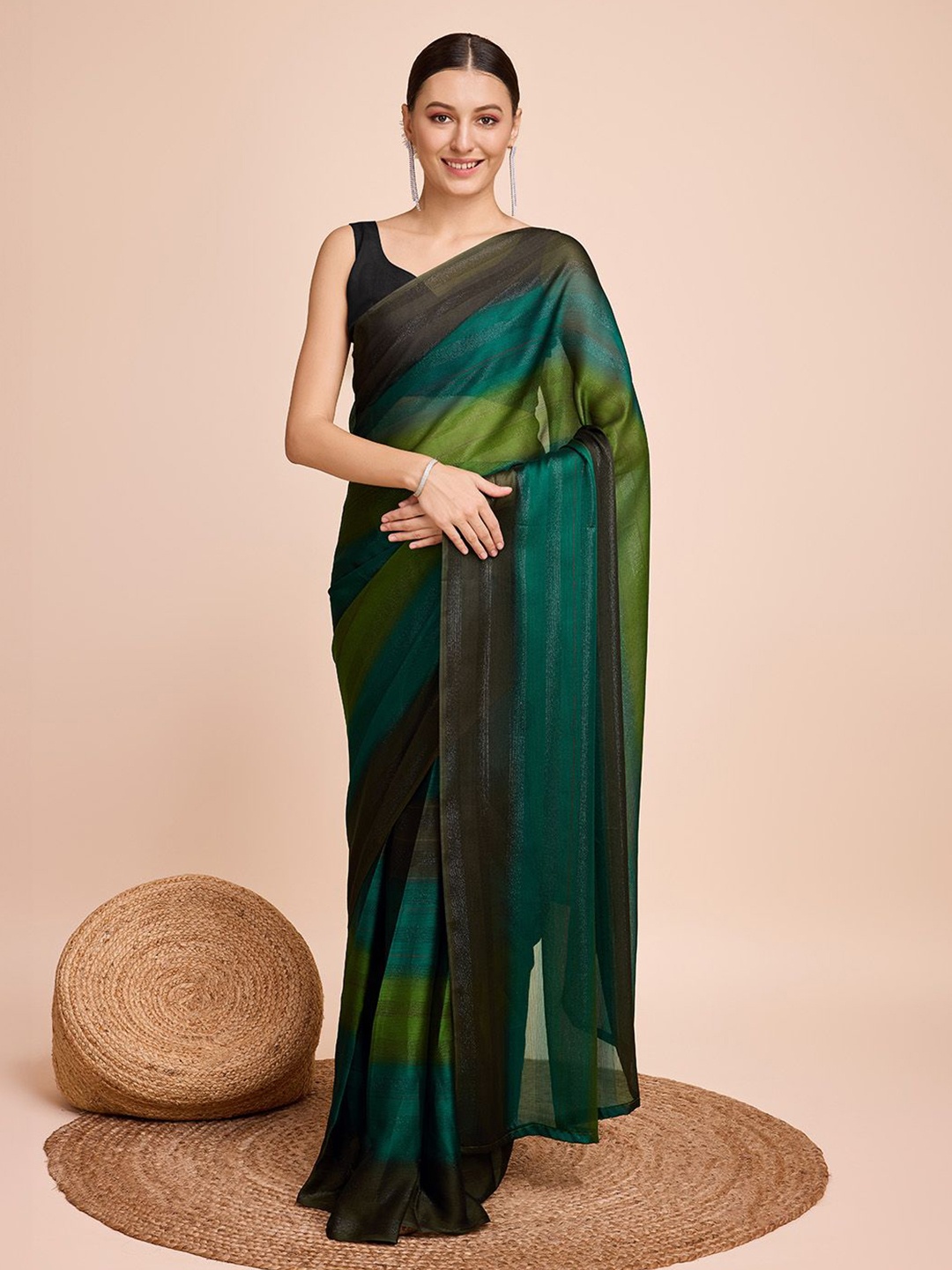 

LEOSAGI Poly Chiffon Saree, Green
