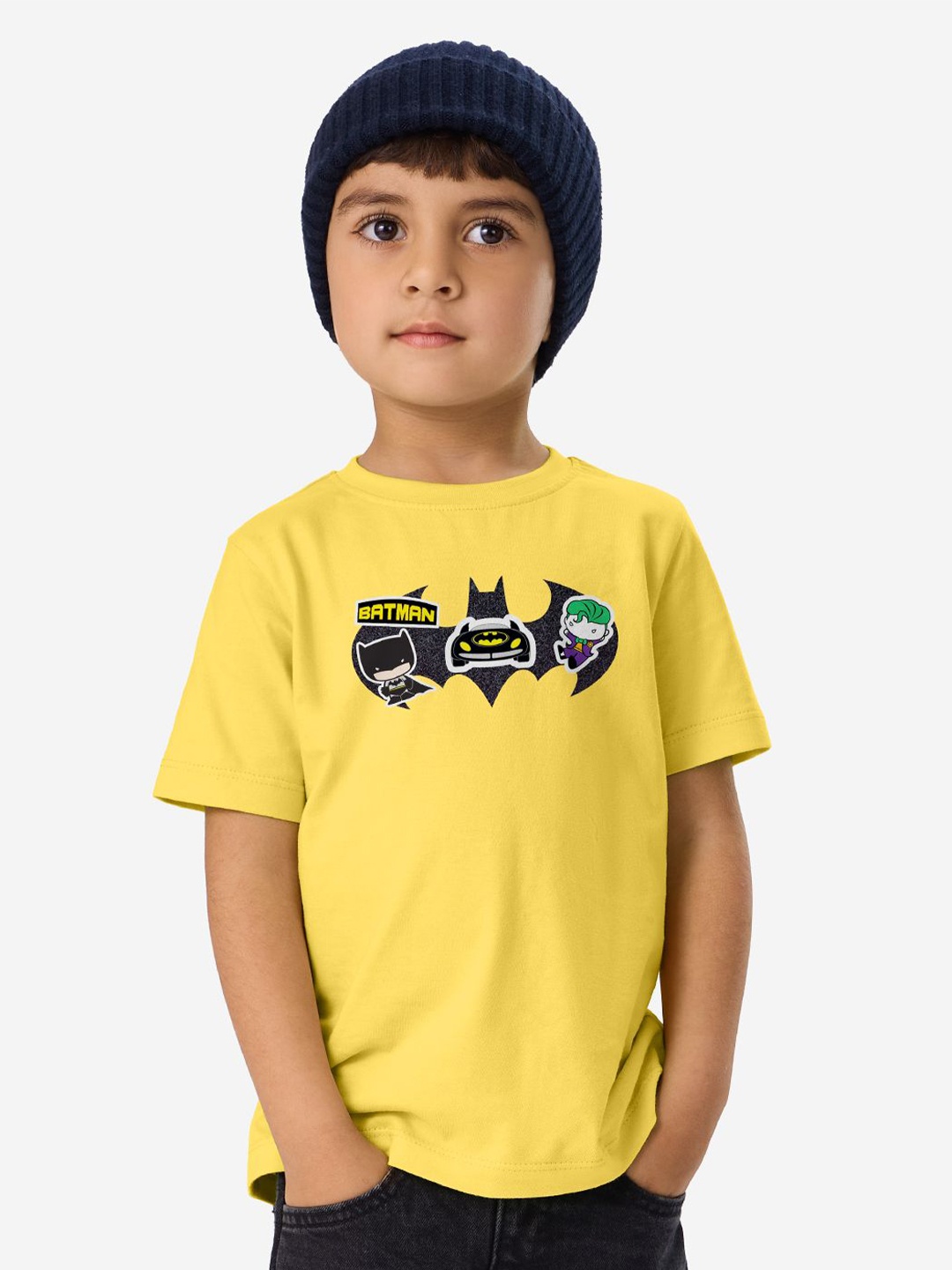 

The Souled Store Boys Batman Graphic Printed Round Neck Cotton T-shirt, Yellow