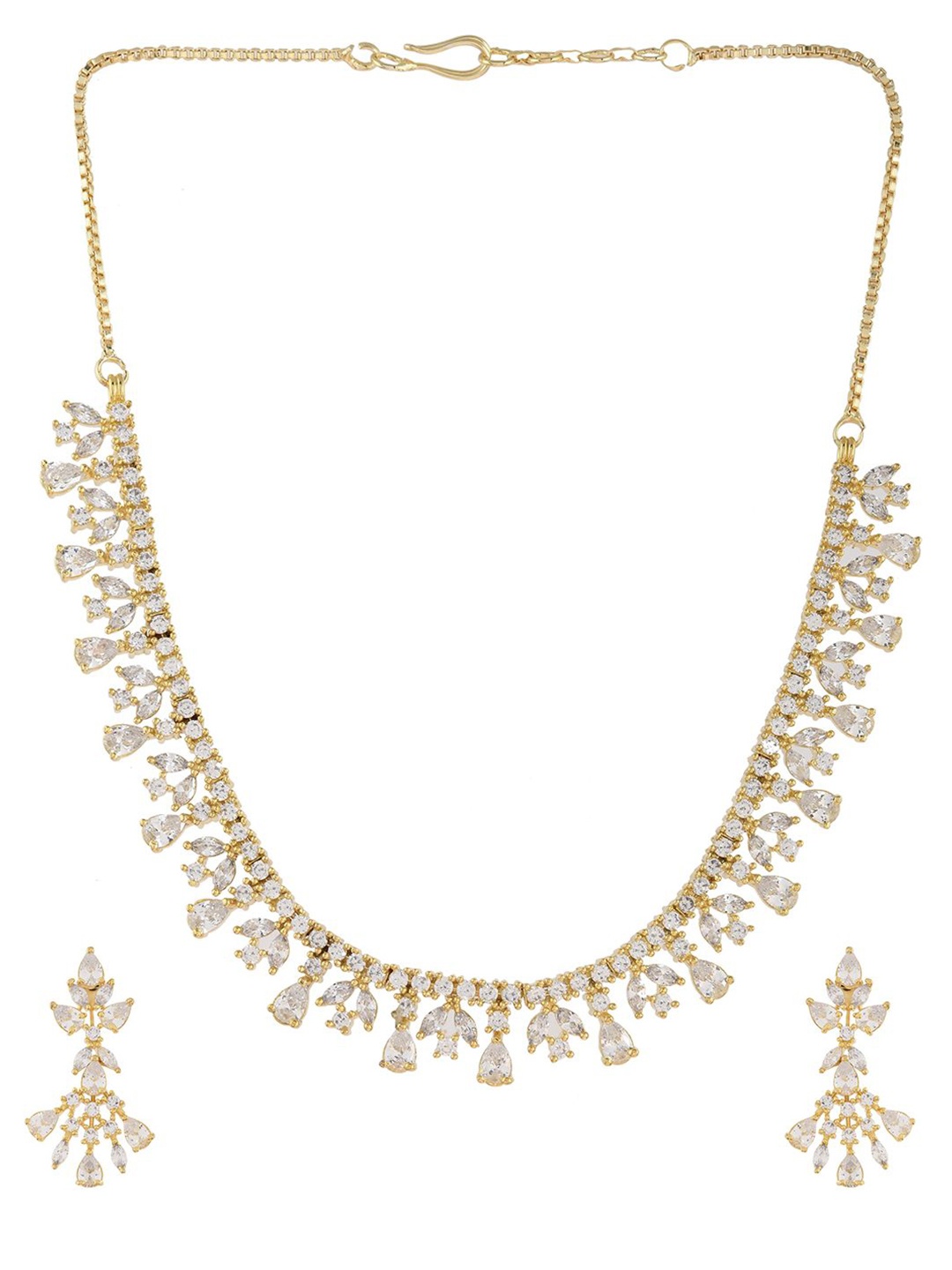 

Voylla Sparkling Elegance Regal Gold Plated American Diamond Necklace Set