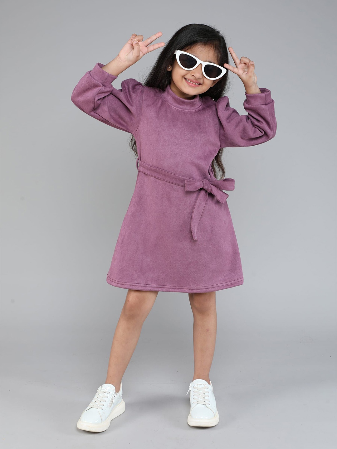 

taffykids Cold-Shoulder A-Line Dress, Purple