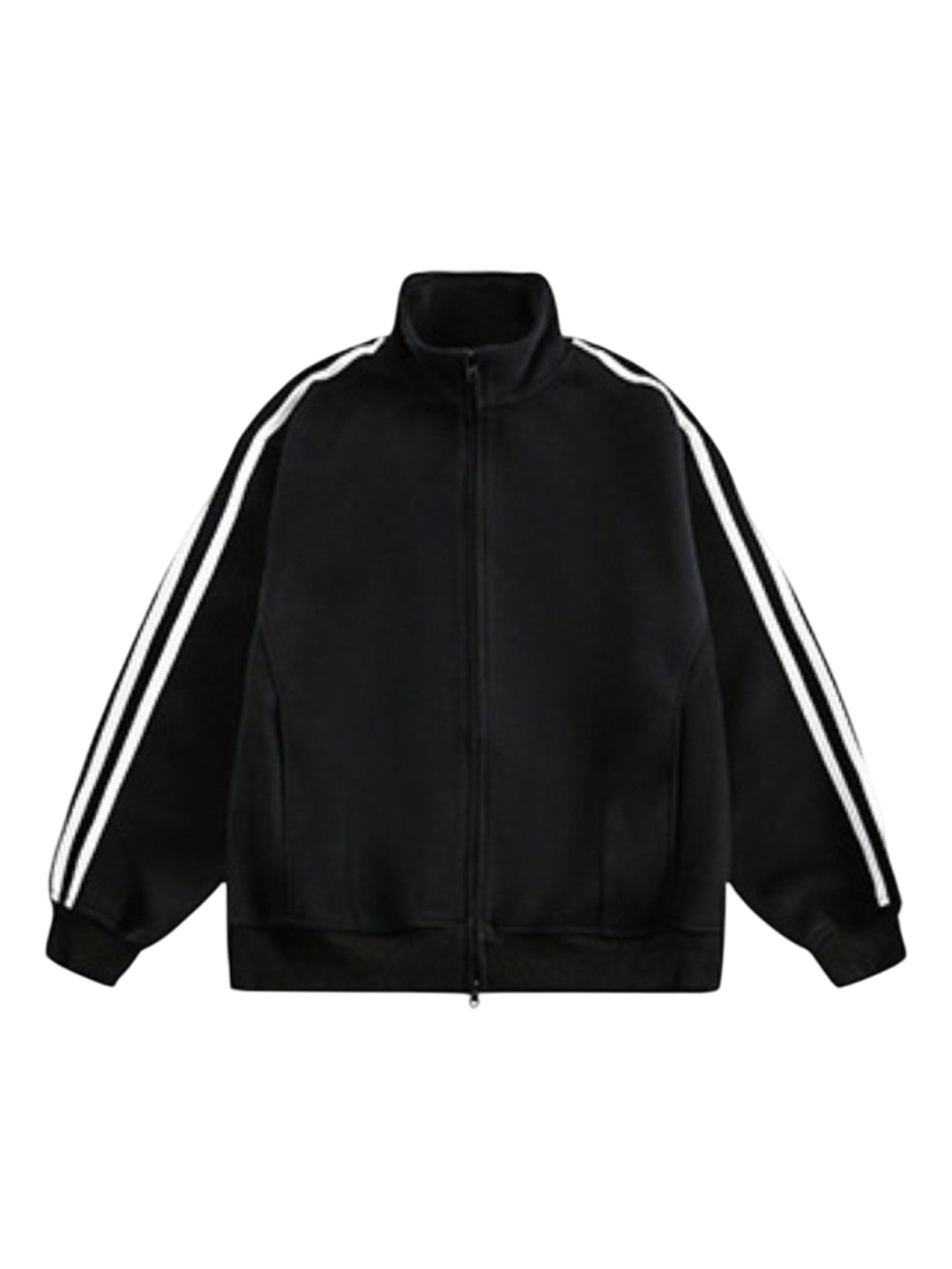 

HERE&NOW Men Mock Collar Striped Casual Bomber Jacket, Black