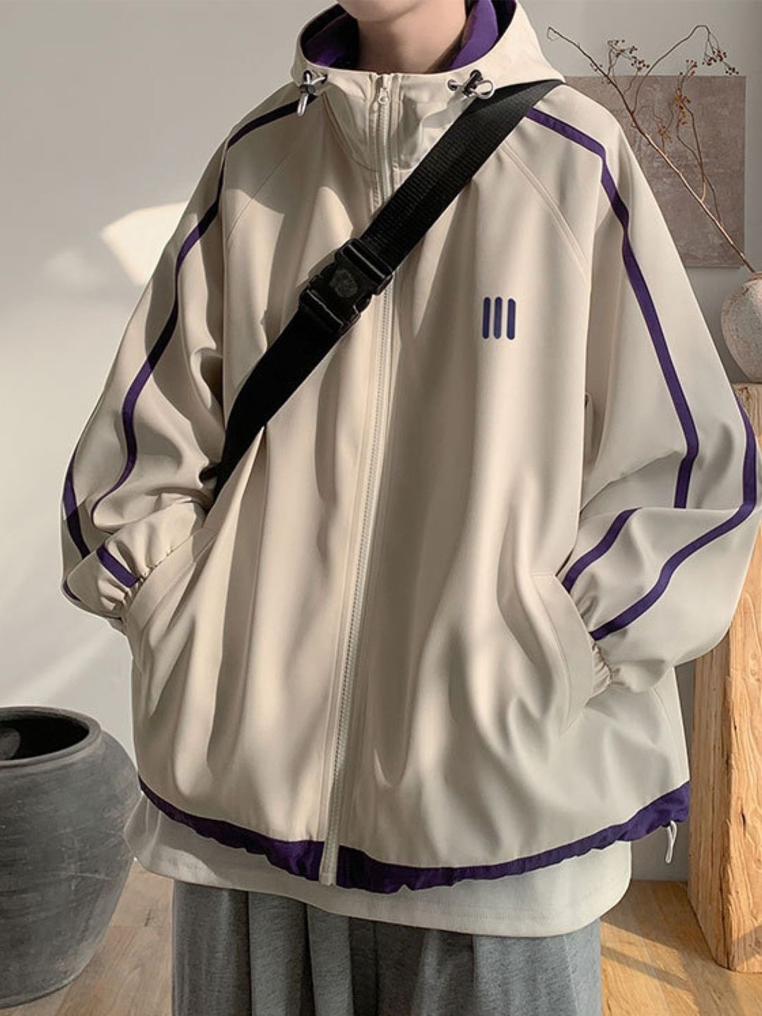 

HERE&NOW Men Hooded Solid Casual Tailored Jacket, Cream