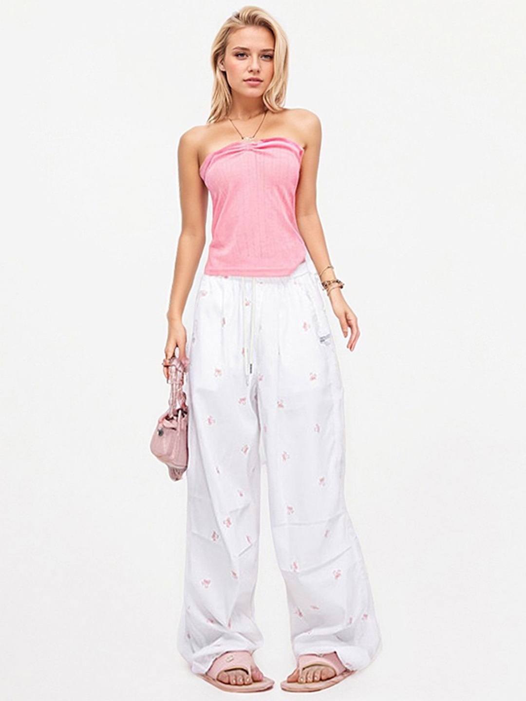 

StyleCast Women Floral Printed Wrinkle Free Trousers, White