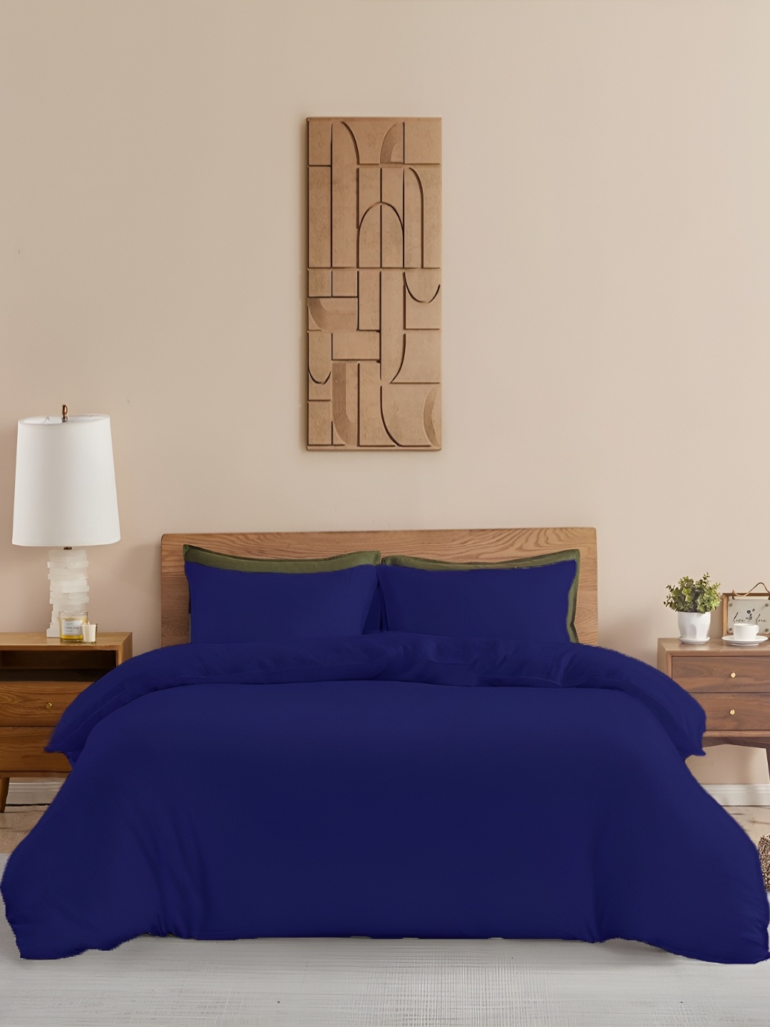 

HOMEMONDE Navy Blue Cotton Queen Duvet Cover