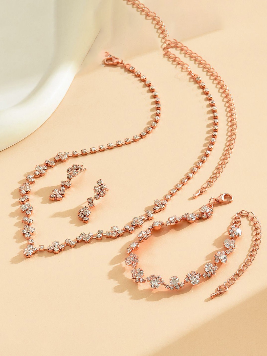 

DressBerry Rose Gold Plated Artificial Stones Studded Jewellery Set