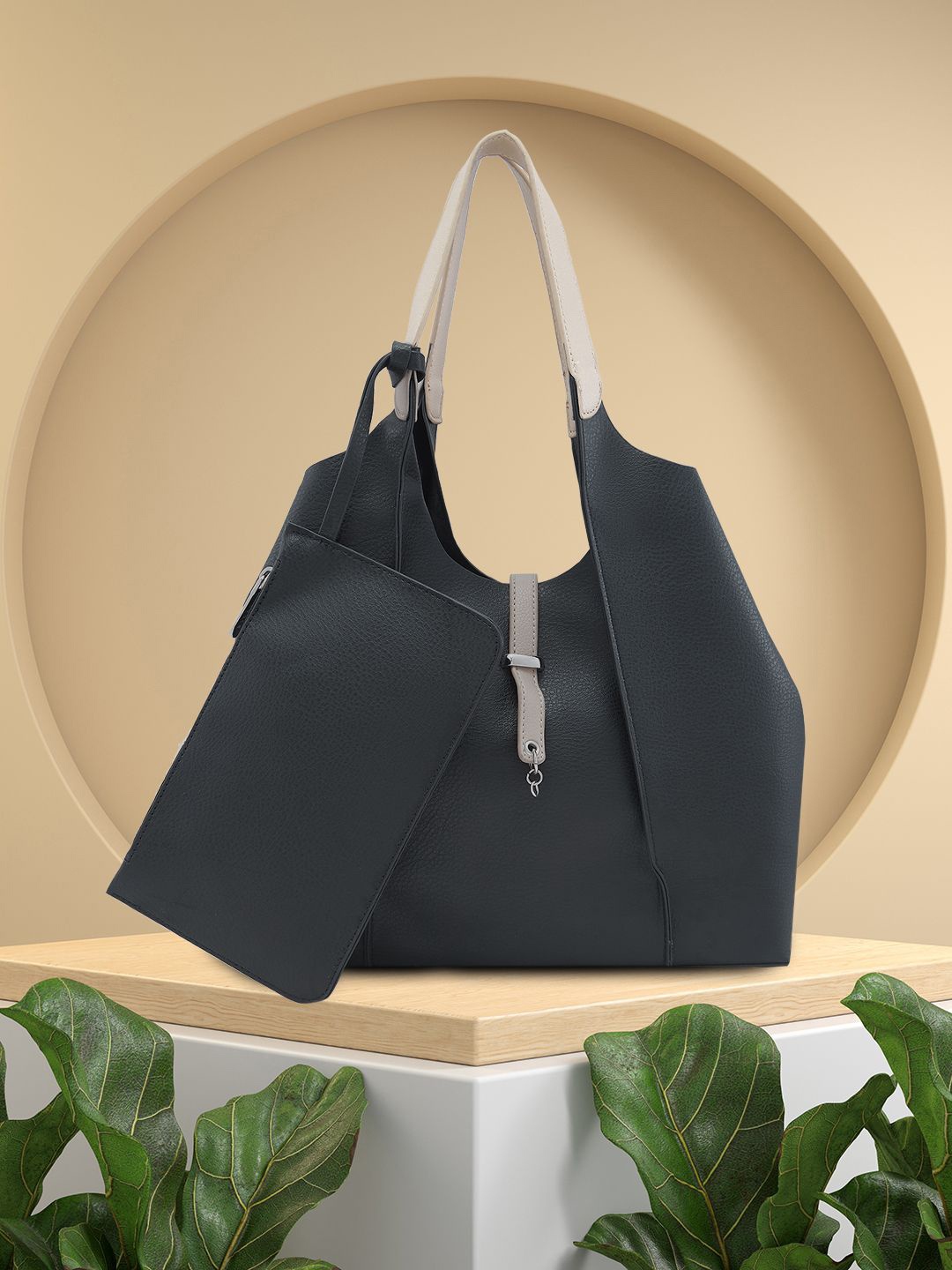 

Caprese PU Structured Hobo Bag, Black