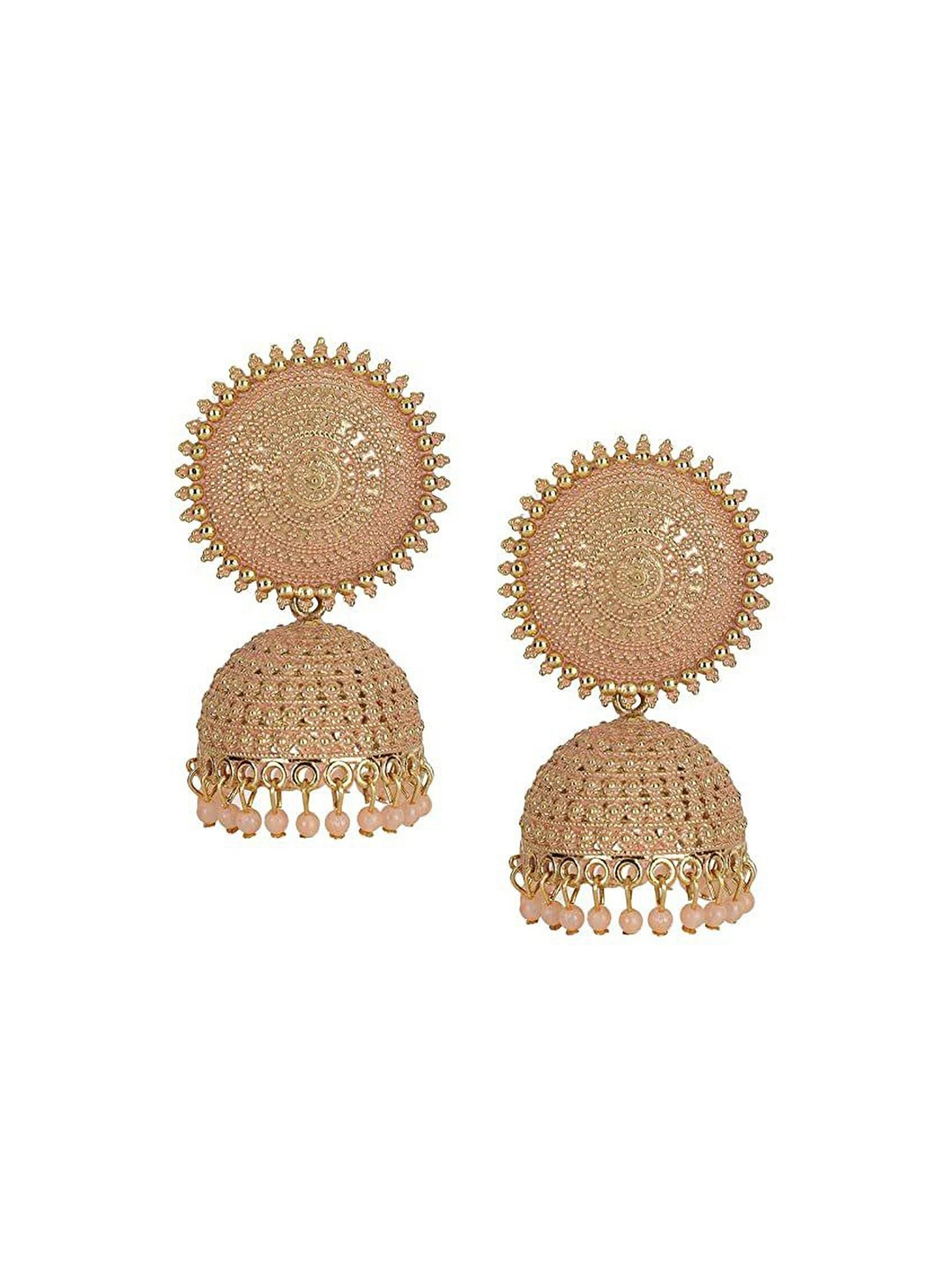 

JMBW INTERNATIONAL Gold-Plated Stone Studded Dome Shaped Jhumkas