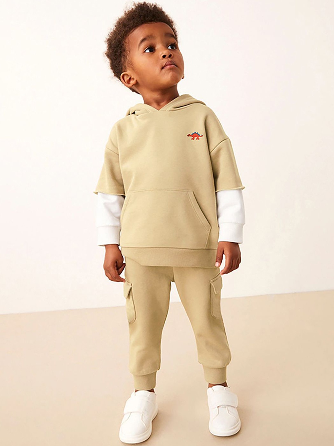 

JC SPARKLE Boys Pure Cotton Hooded Sweatshirt With Joggers, Beige