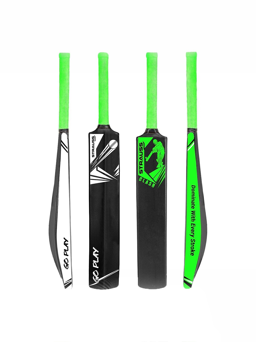 

STRAUSS Full Size Hard Plastic Cricket Bat For All Age Groups, Green