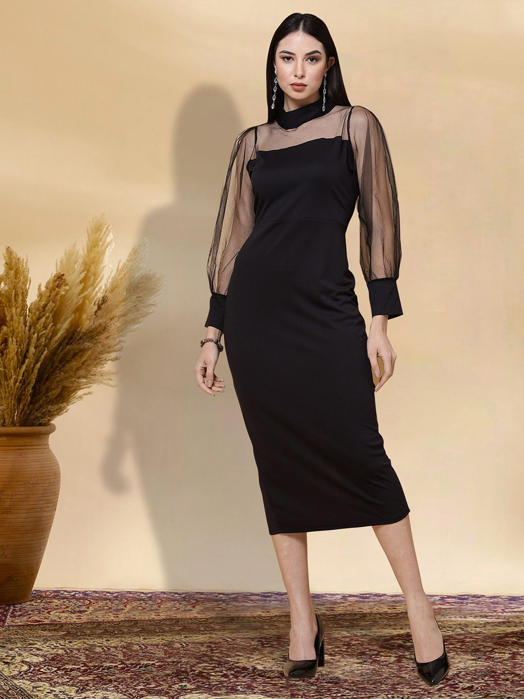 

BAESD Applique Fit & Flare Dress, Navy blue