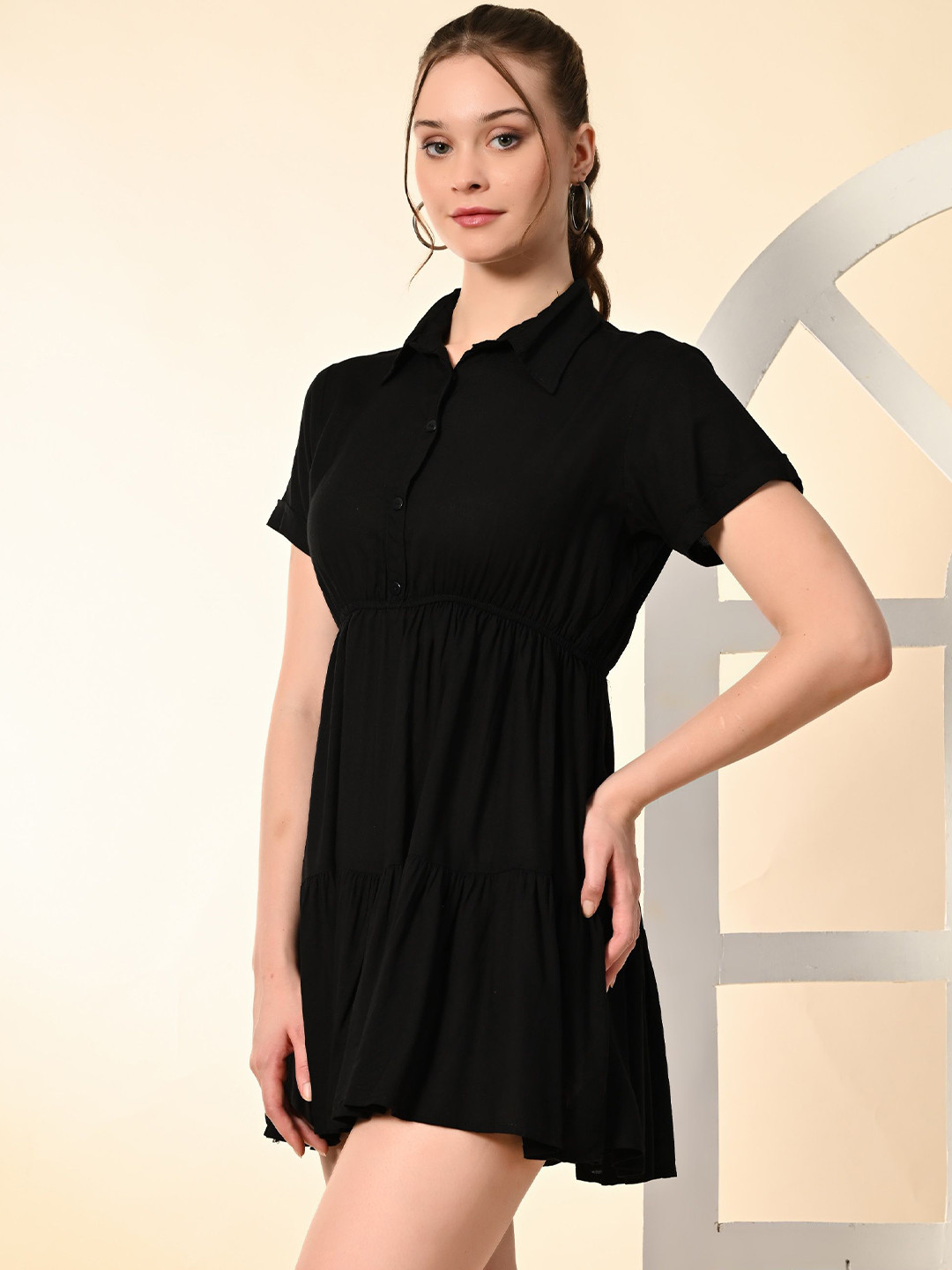 

DERAIL Women Fit and Flare Mini Dress, Black