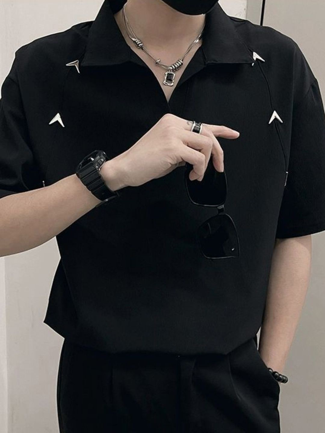 

HERE&NOW Men Solid Polo Collar T-shirt, Black