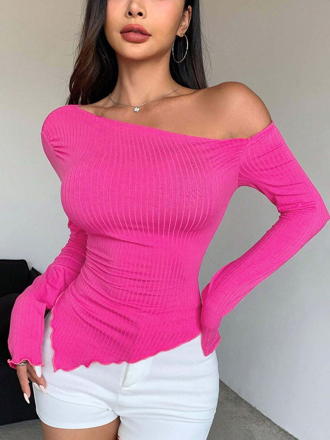 

JC Mode One Shoulder Top, Rose