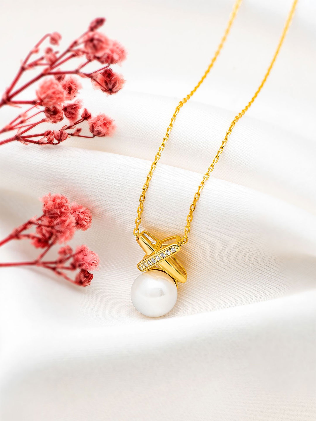 

SILBERRY Sterling Silver 18k Gold-Plated Cubic Zirconia Necklace
