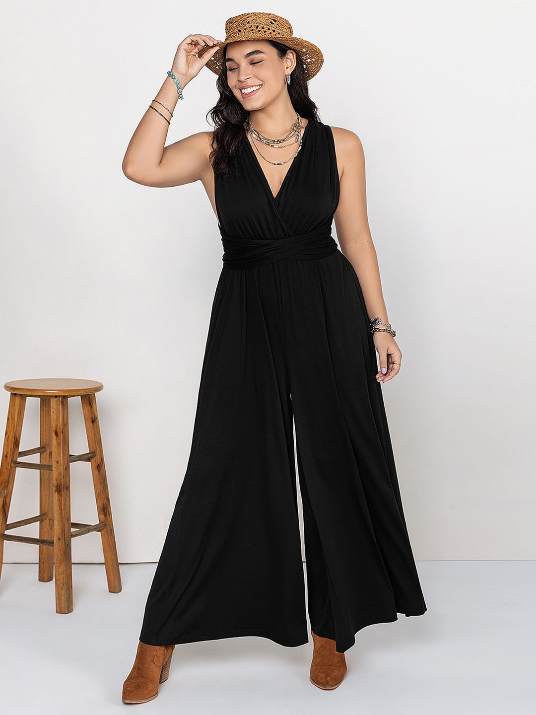 

JC Mode Halter Neck Basic Jumpsuit, Black