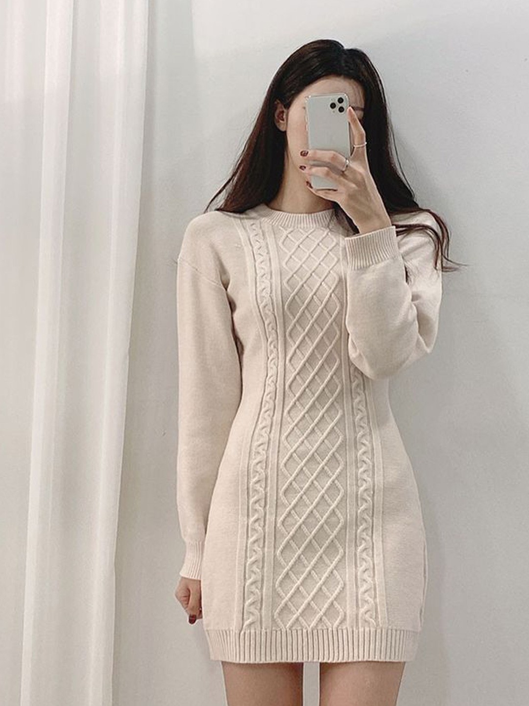 

LULU & SKY Bodycon Mini Dress, Beige