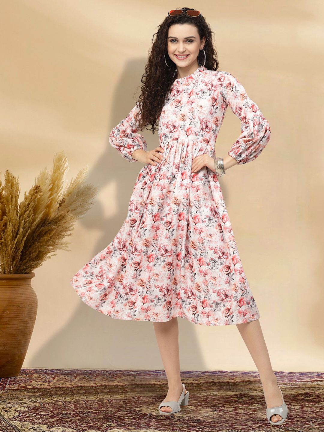

BAESD Floral Print Applique Fit & Flare Dress, Multi
