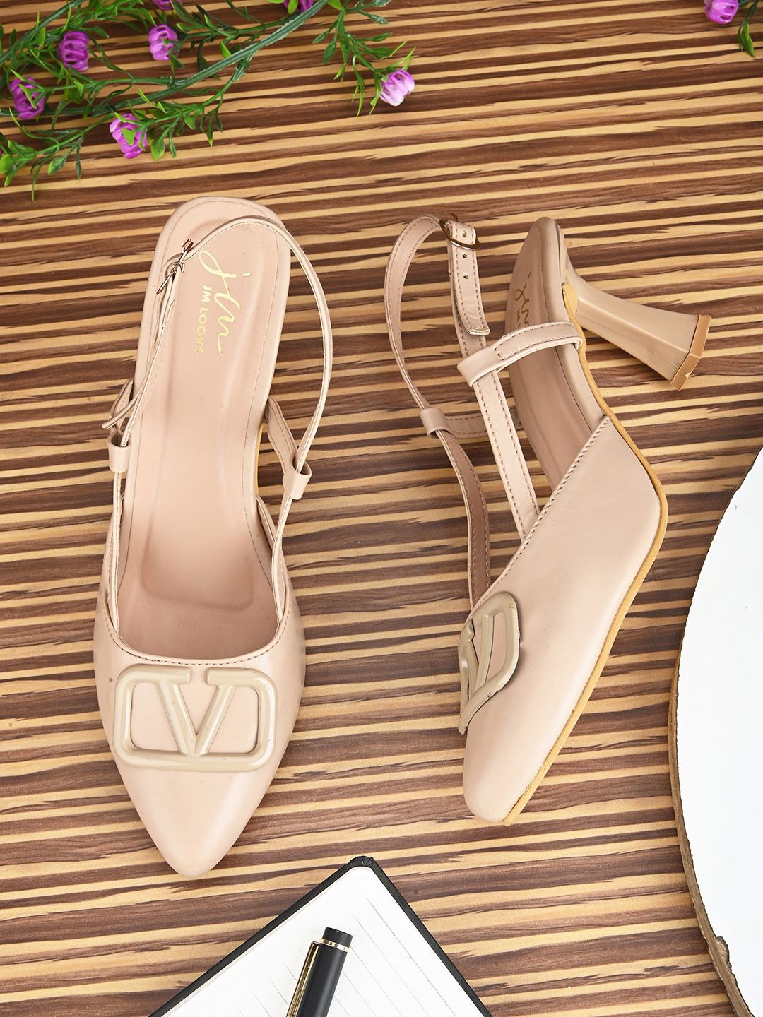 

JM Looks Women Slim Heeled Sandals, Cream