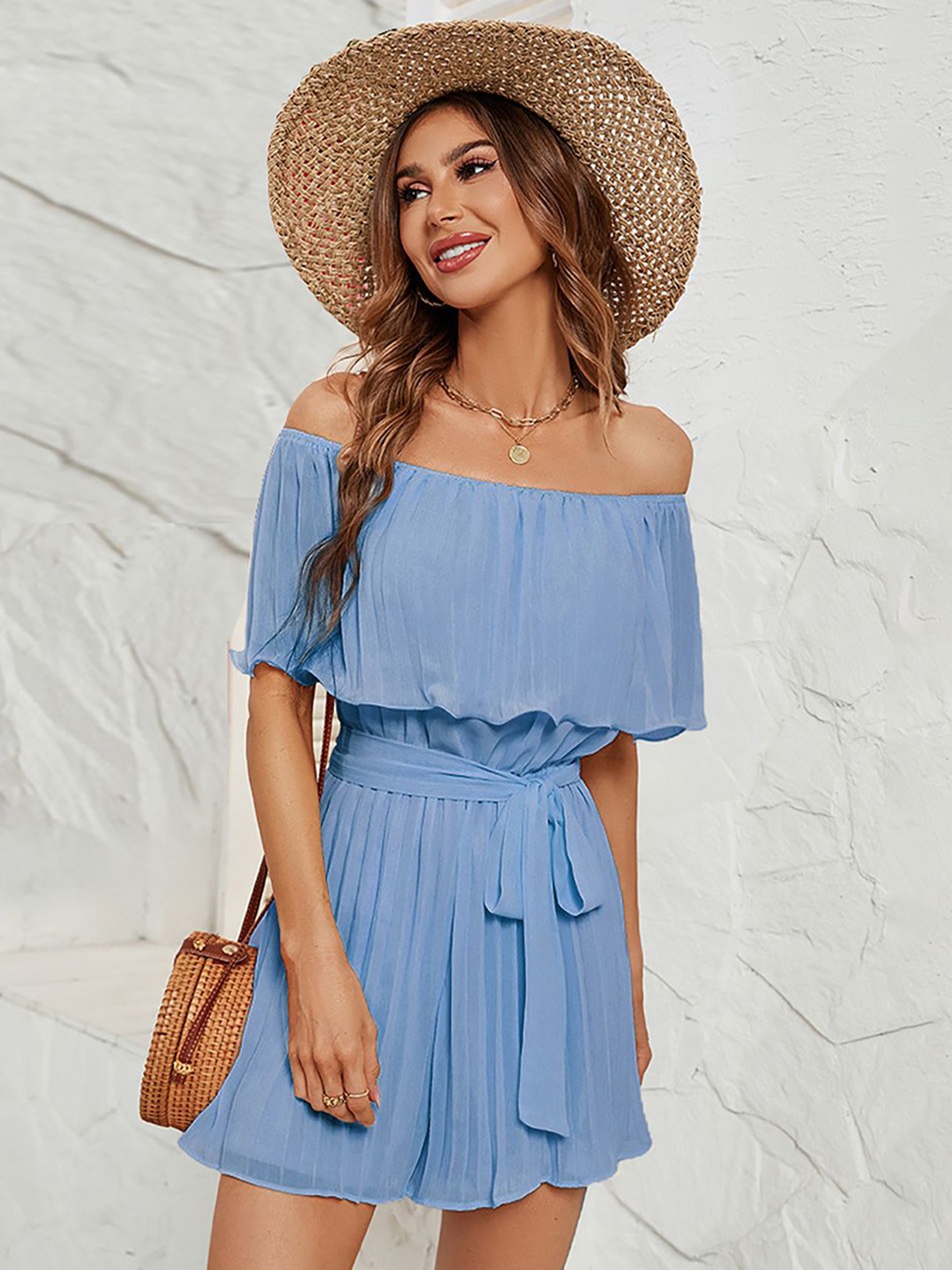 

JC Mode Off-Shoulder Jumpsuit, Blue