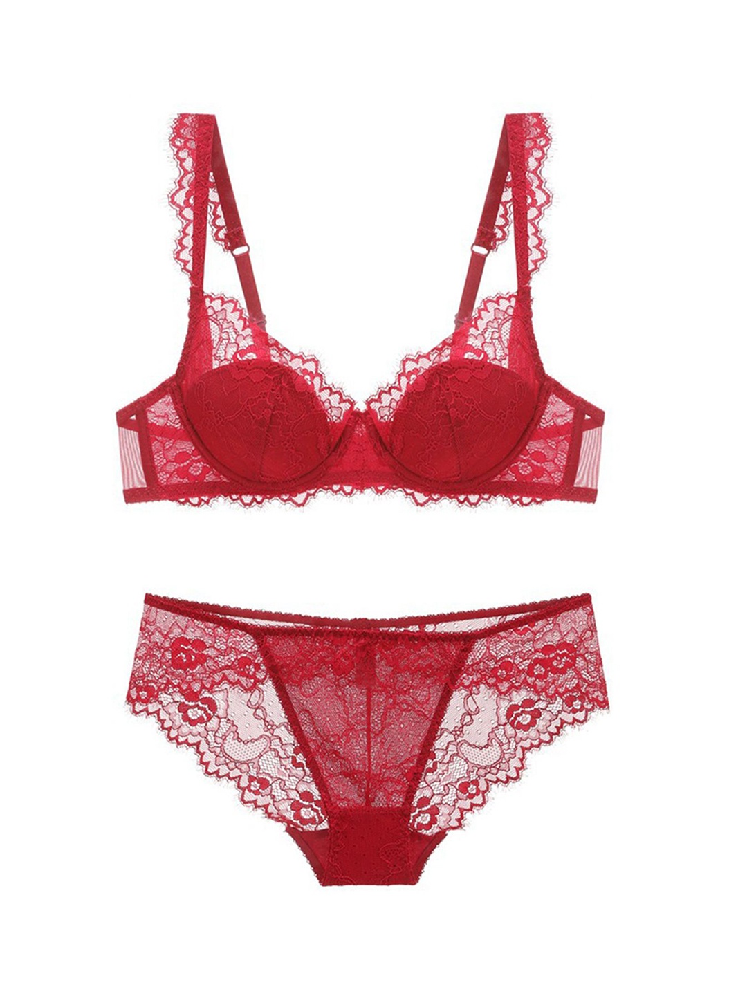 

LULU & SKY Self Design Padded Lingerie Set CL-9228-CLARET, Red