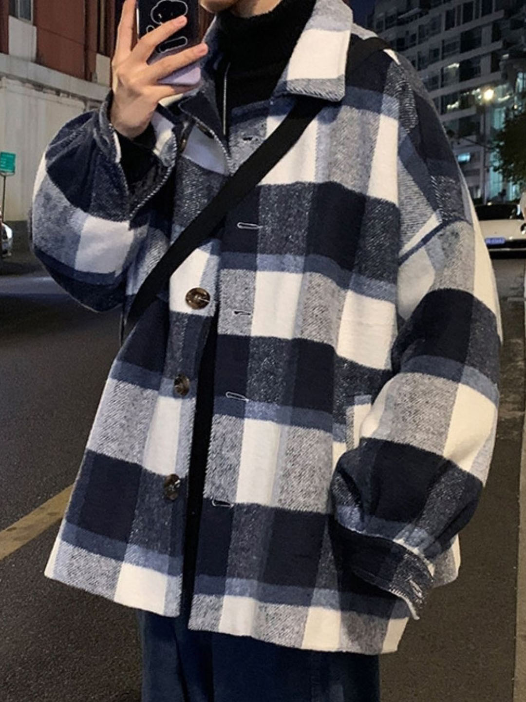 

HERE&NOW Men Spread Collar Checked Casual Tailored Jacket, White