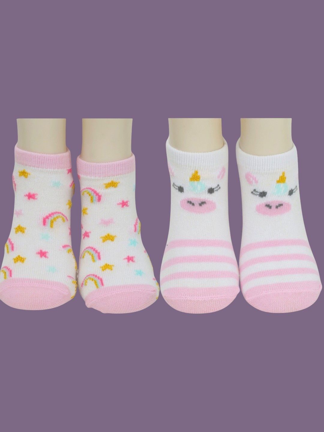 

Yellow Bee Infant Girls Pack Of 2 Patterned Cotton Ankle-Length Socks, White