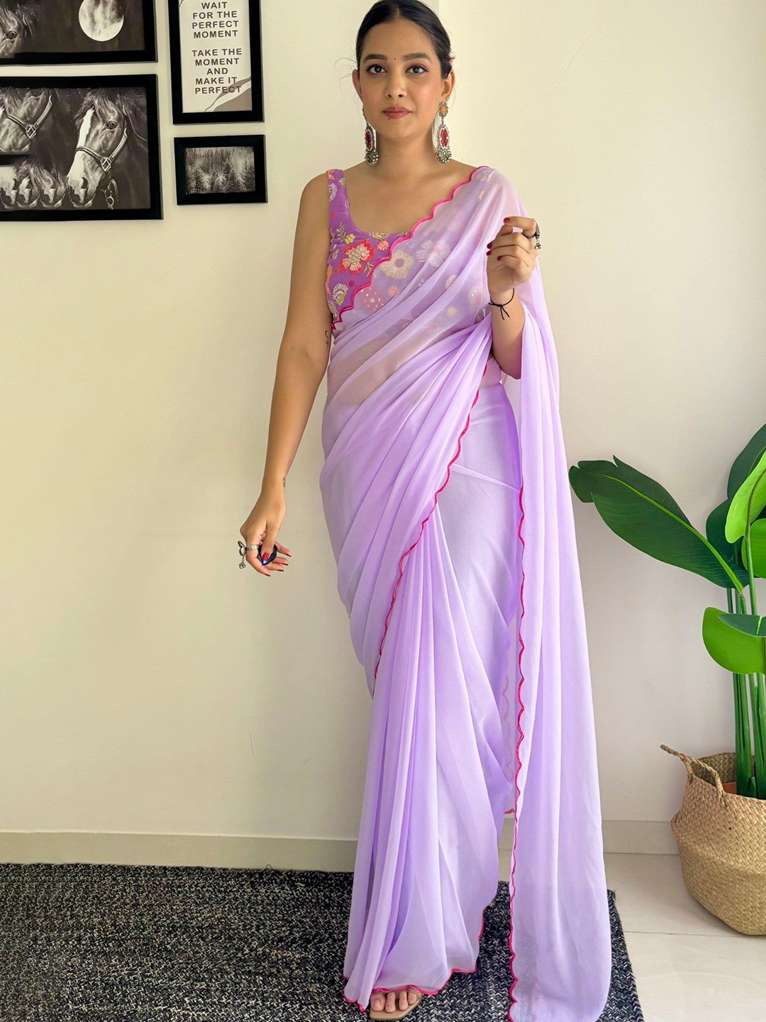 

SHOBHA SAREES Pure Georgette Saree, Purple