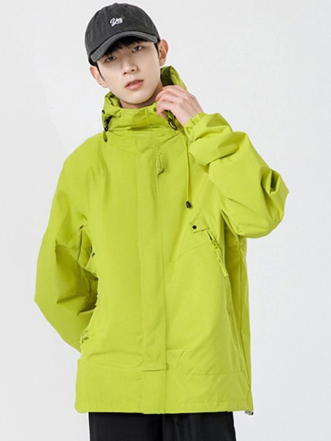 

HERE&NOW Men Hooded Solid Casual Bomber Jacket, Green