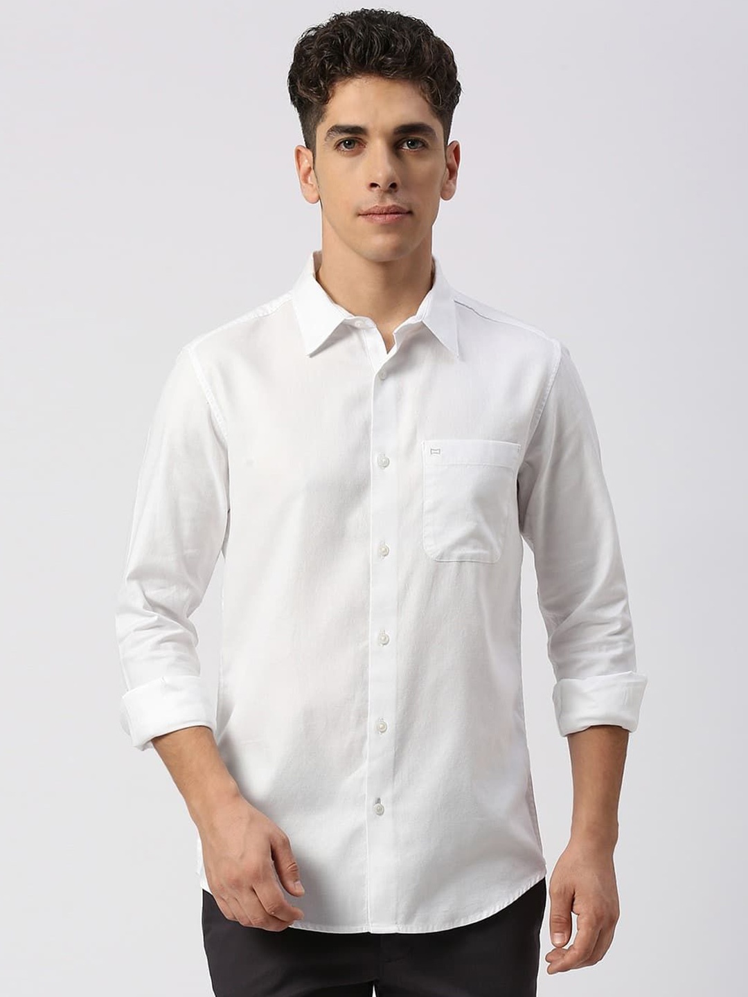 

Basics Men Solid Opaque Casual Shirt, White