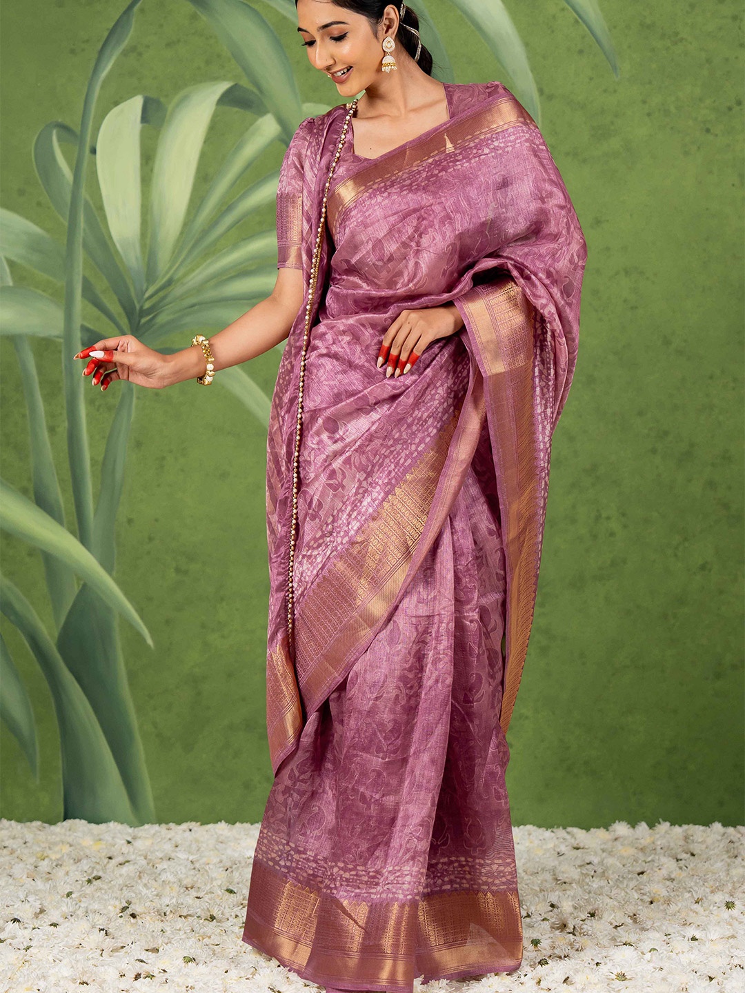 

KALINI Paisley Zari Art Silk Saree, Purple