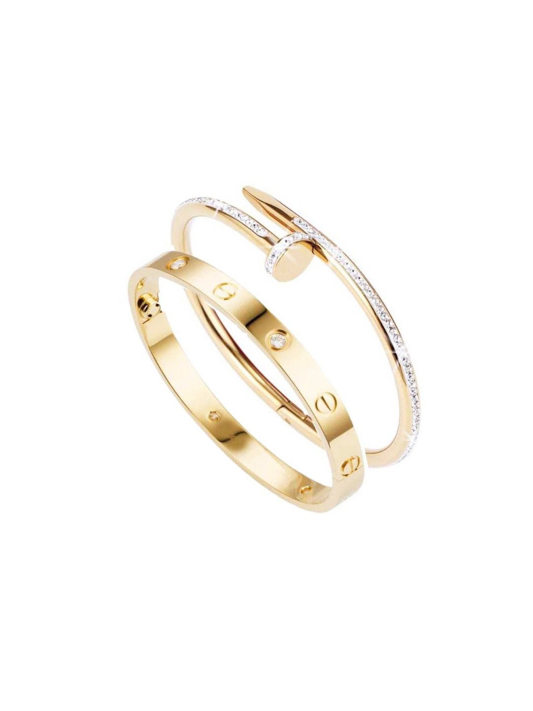 

MEENAZ Set Of 2 Gold-Plated Stainless Steel American Diamond Antique Kada Bracelet
