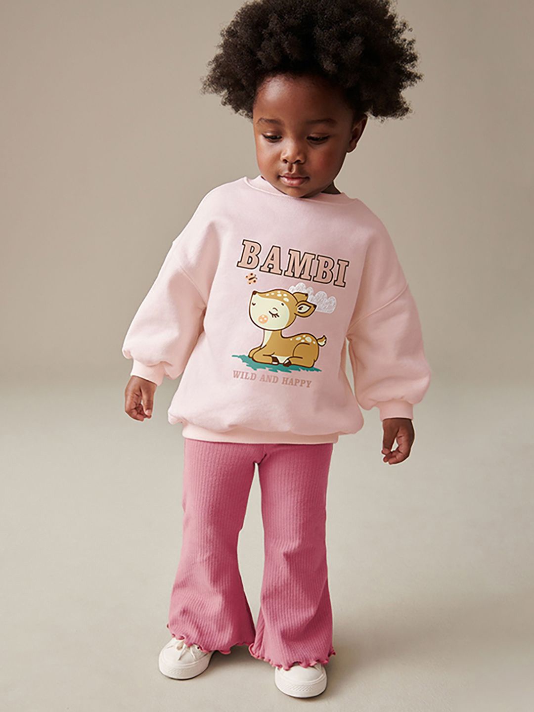 

JC SPARKLE Girls Animal Printed Drop Shoulders Pure Cotton Sweatshirt With Trousers, Pink