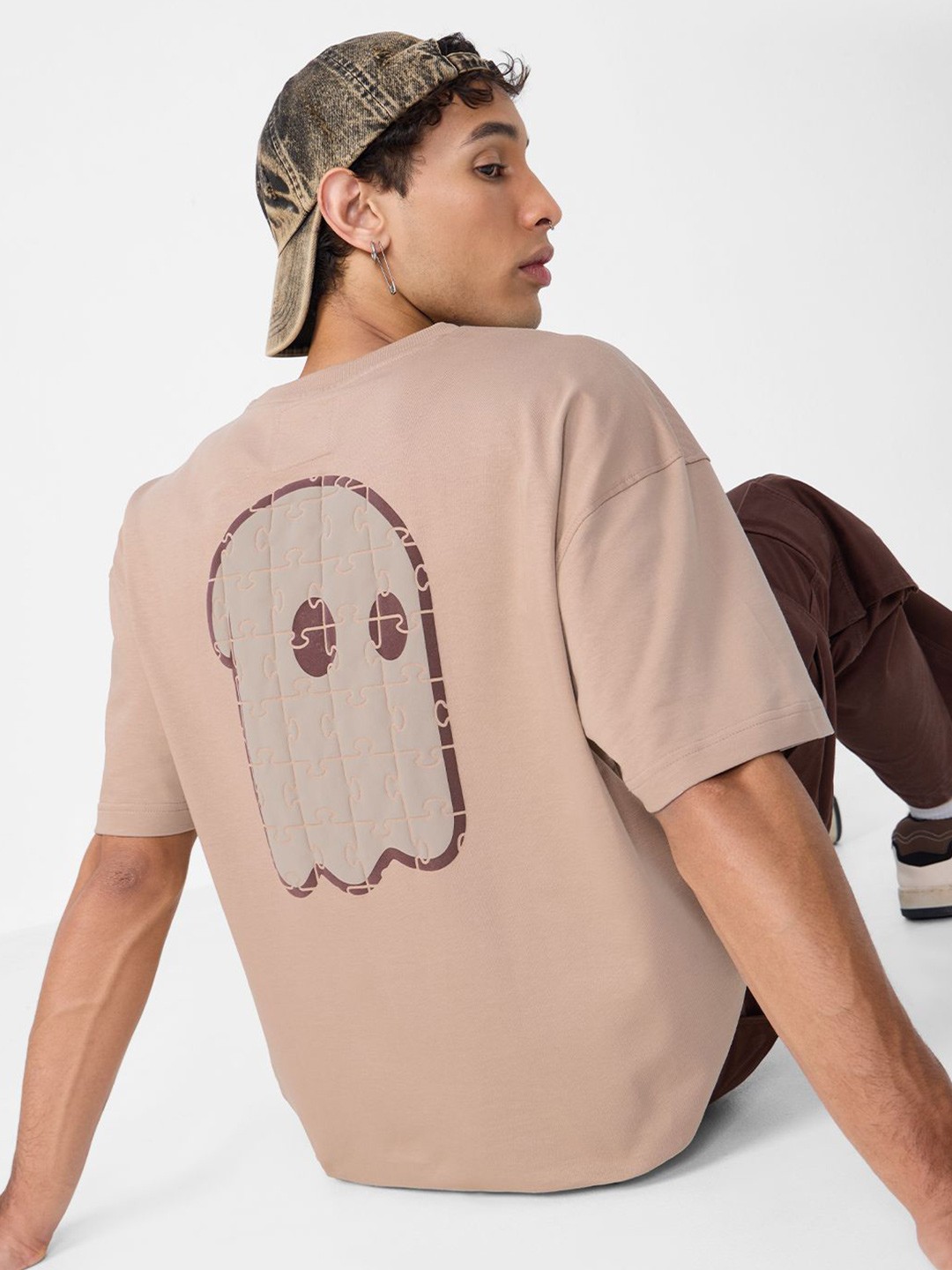 

The Souled Store Men Brand Logo Printed T-shirt, Brown