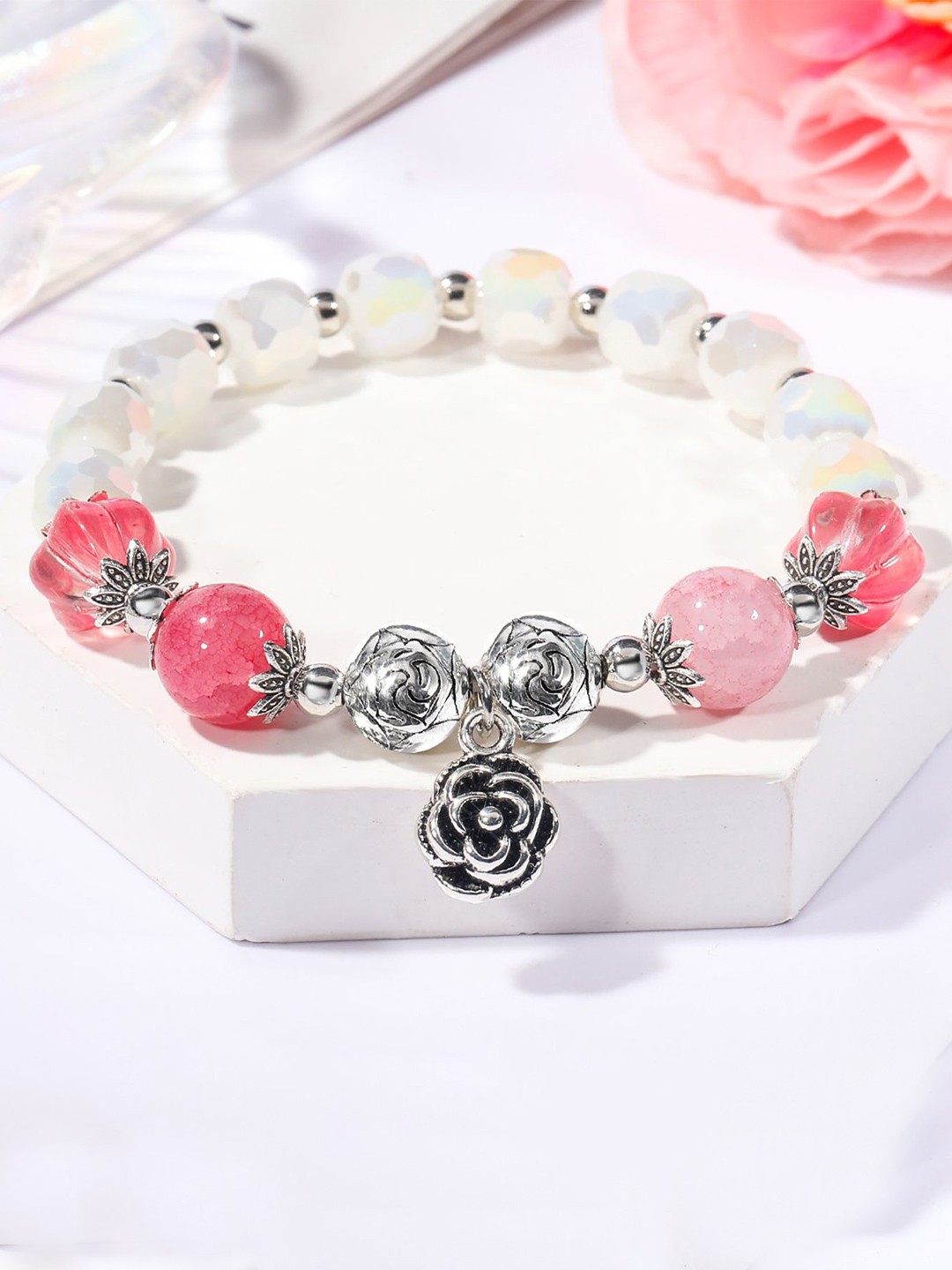 

StyleCast x Revolte Women Antique Silver-Plated Bracelet, Pink