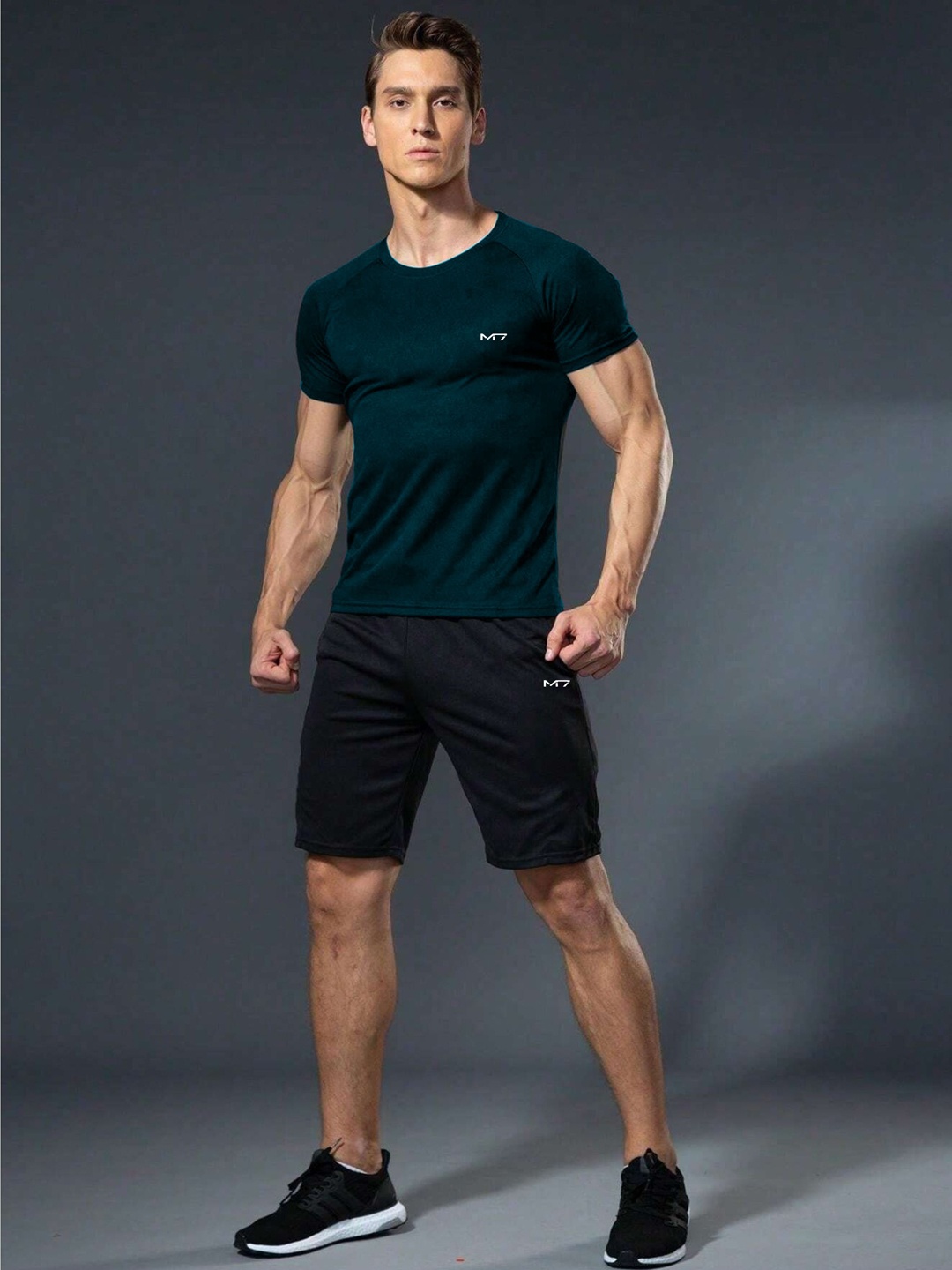 

M7 by Metronaut Round Neck Short Sleeves T-Shirt & Shorts, Teal