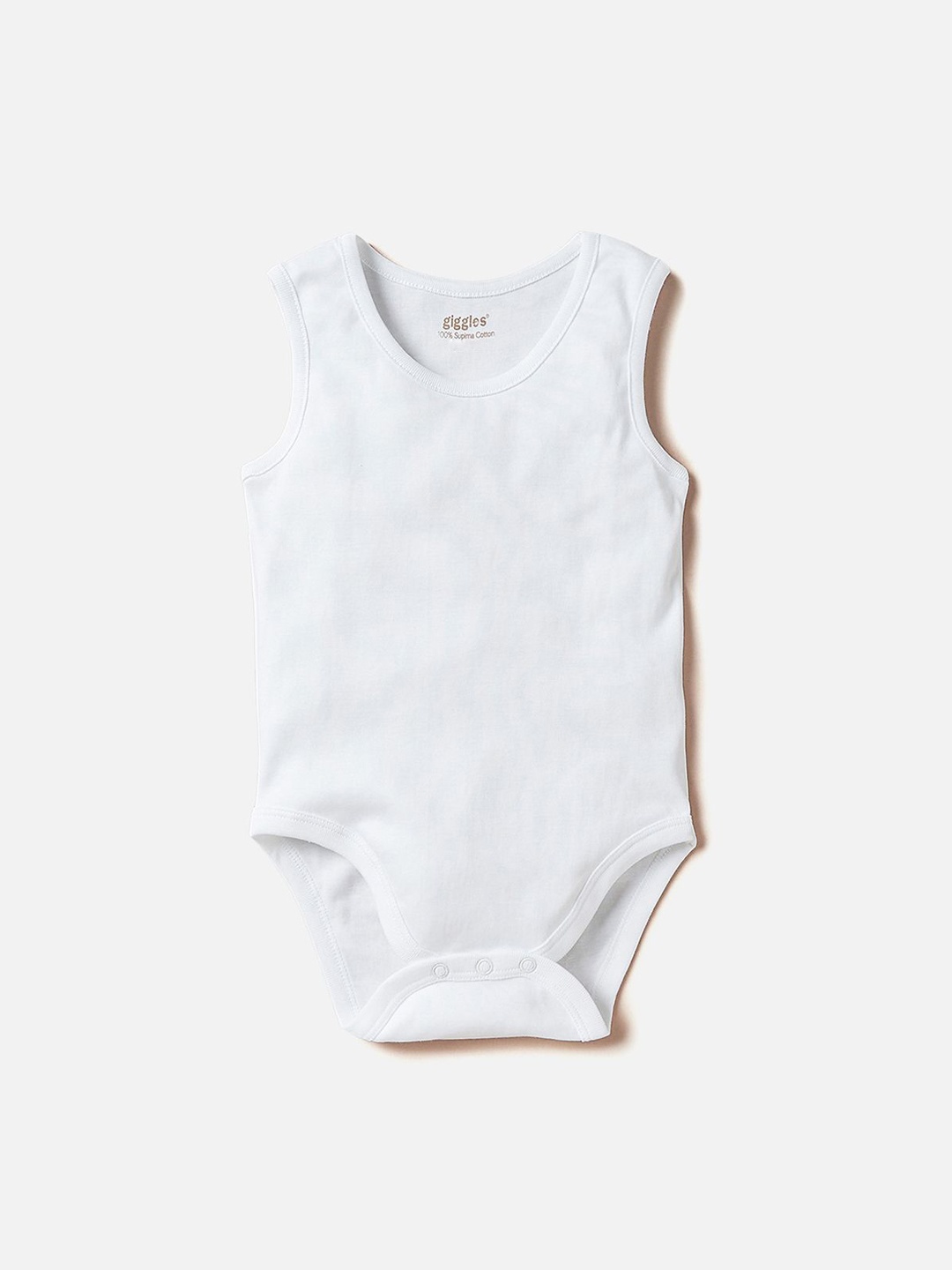 

Giggles by Babyshop Infant Boys Cotton Sleeveles Bodysuit, White