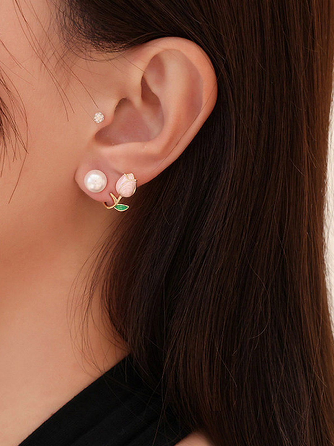 

PolluxCraft Gold Plated Beaded Floral Studs