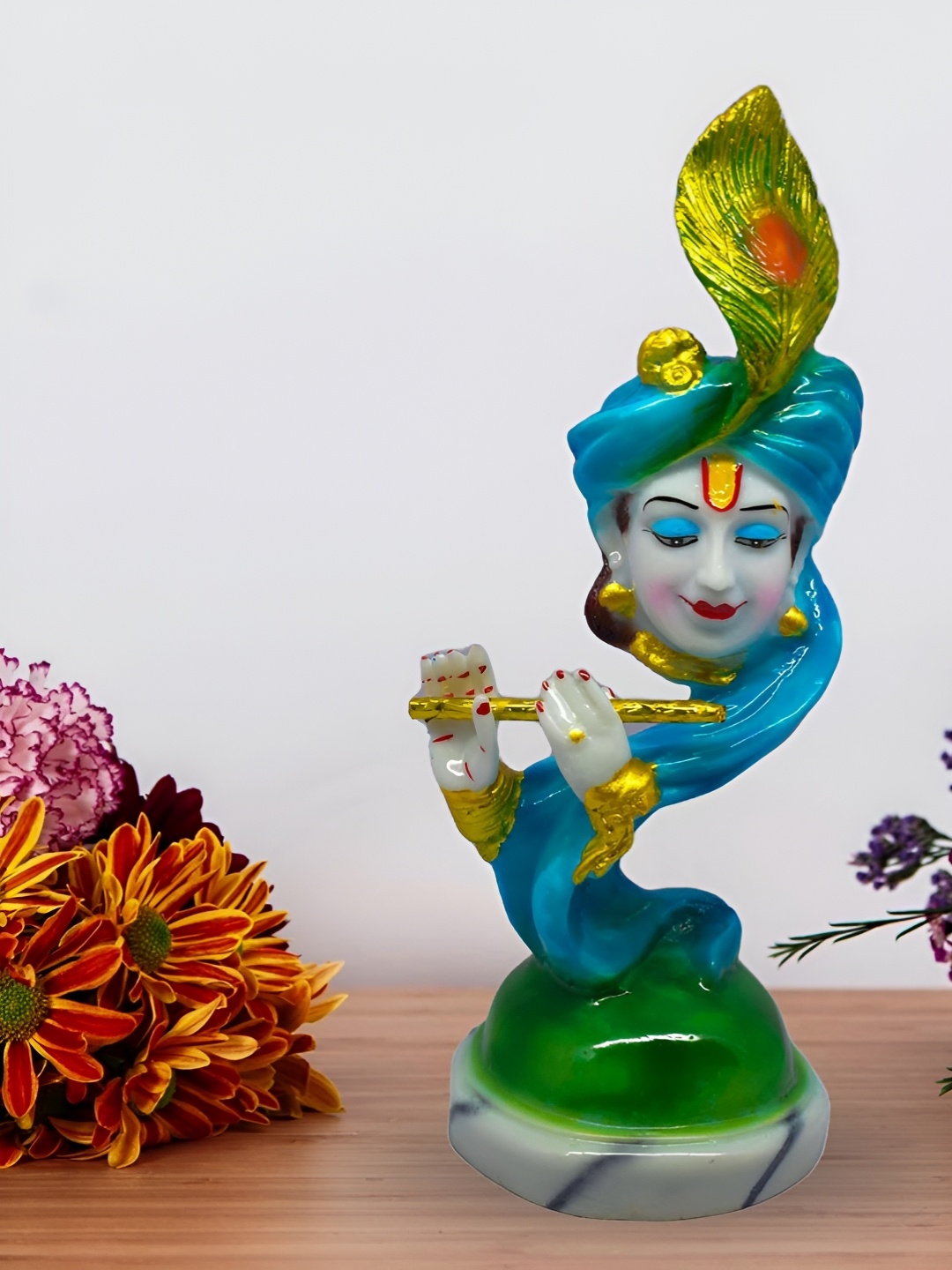 

SANKALAN CREATIONS Green & Blue Krishna Standing Idol Showpiece