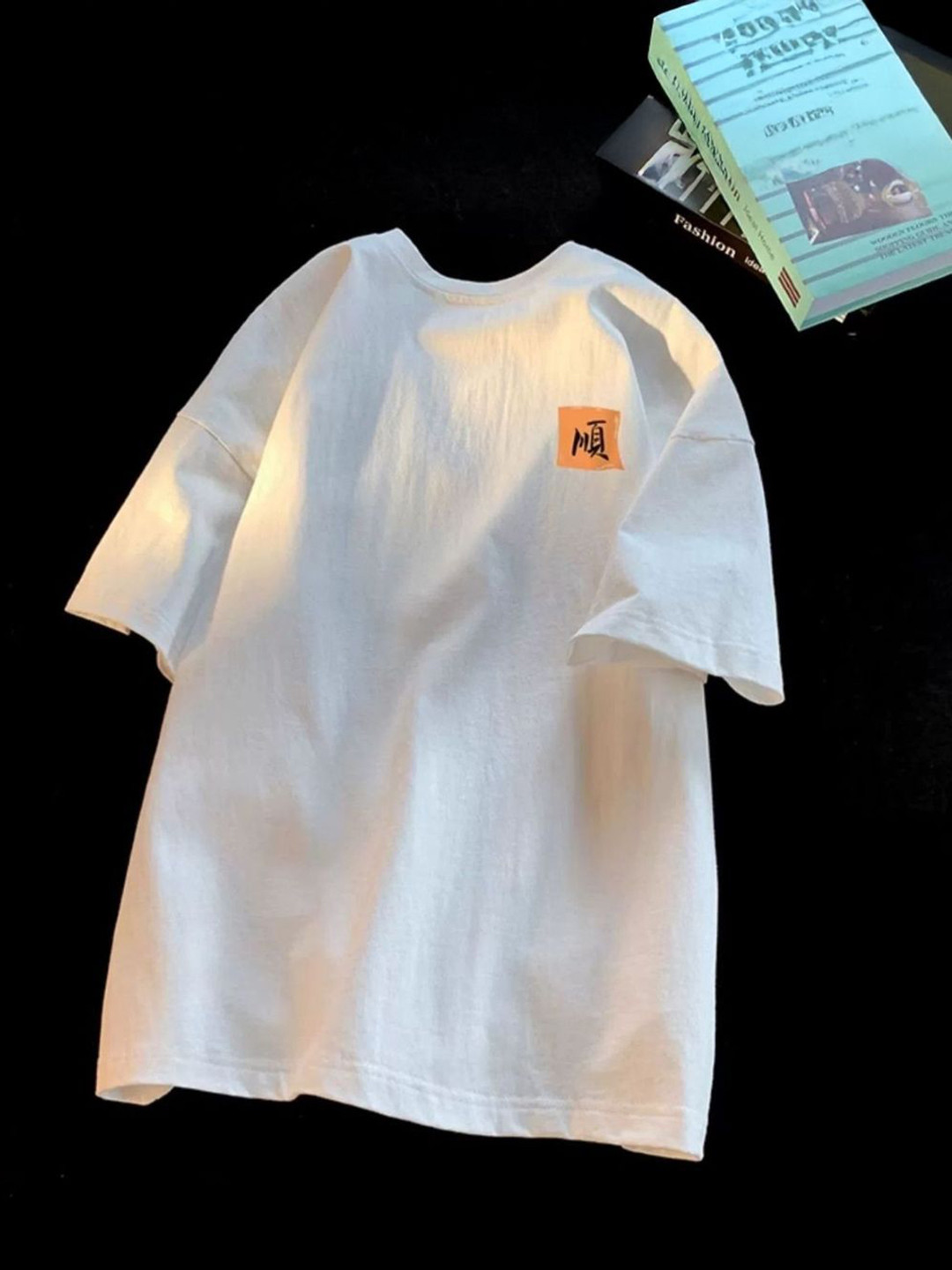 

HERE&NOW Men Graphic Printed Round Neck Cotton Oversized T-shirt, White