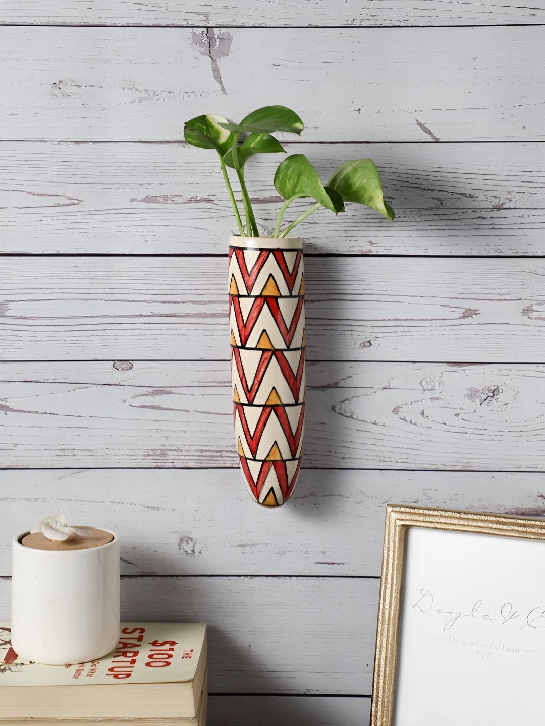 

VarEesha Off White & Red Printed Wall Hanging Planter