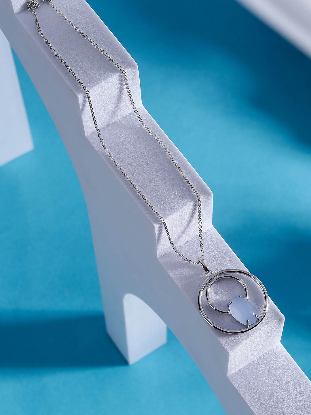 

DIAVO 925 Sterling Silver Rhodium-Plated Oval Pendants