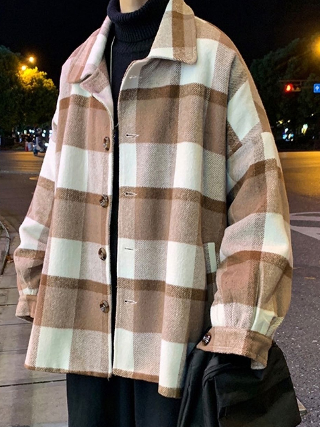 

HERE&NOW Men Spread Collar Checked Casual Tailored Jacket, Brown