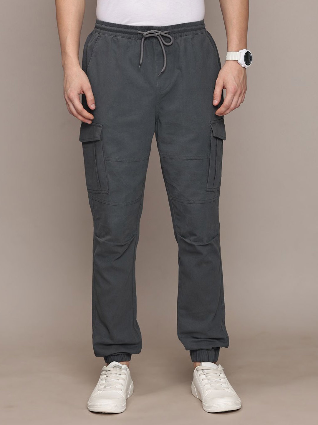 

Nautica Men Smart Regular Fit Mid-Rise Cotton Cargos, Grey