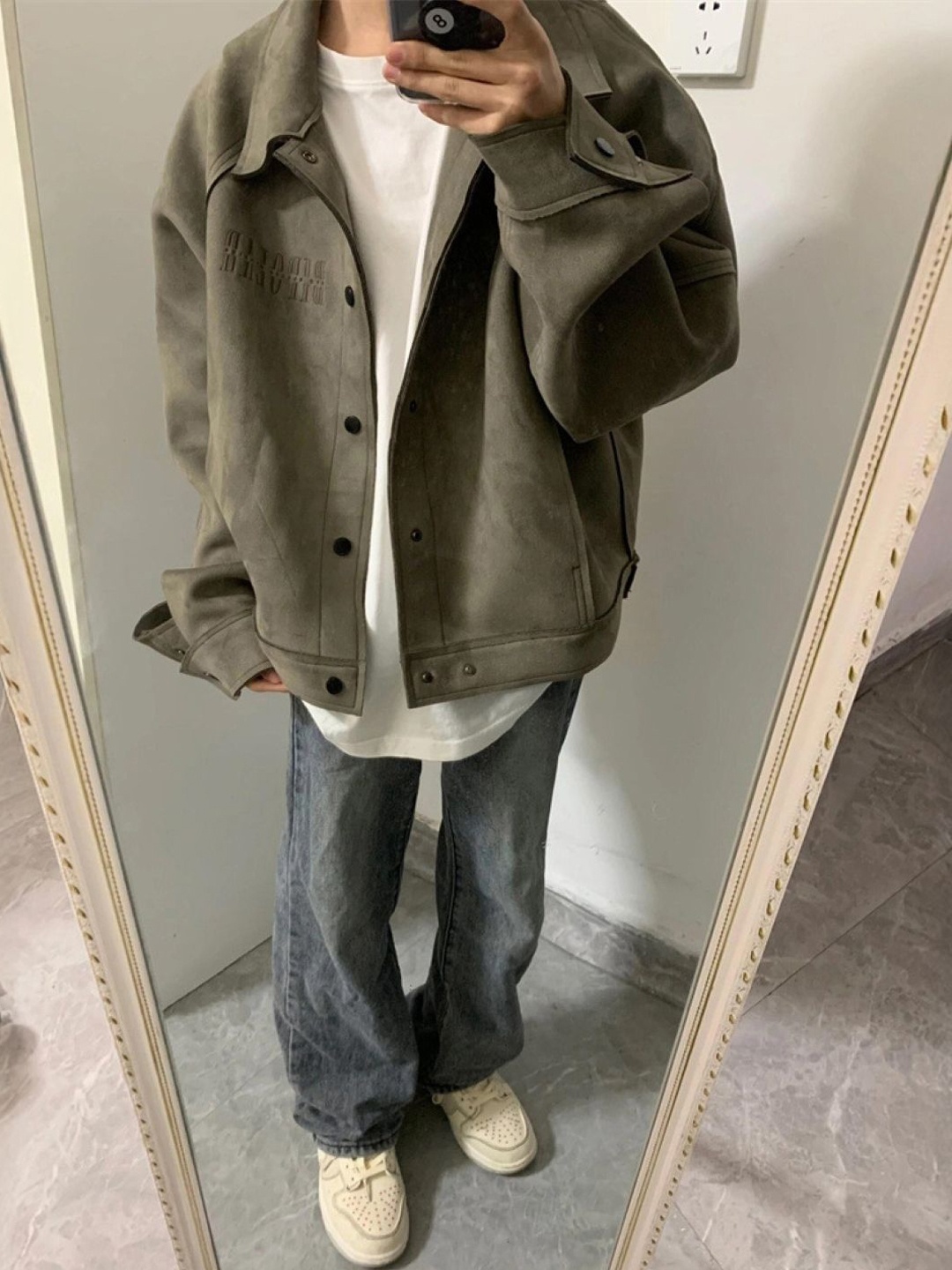 

HERE&NOW Men Spread Collar Solid Casual Tailored Jacket, Green