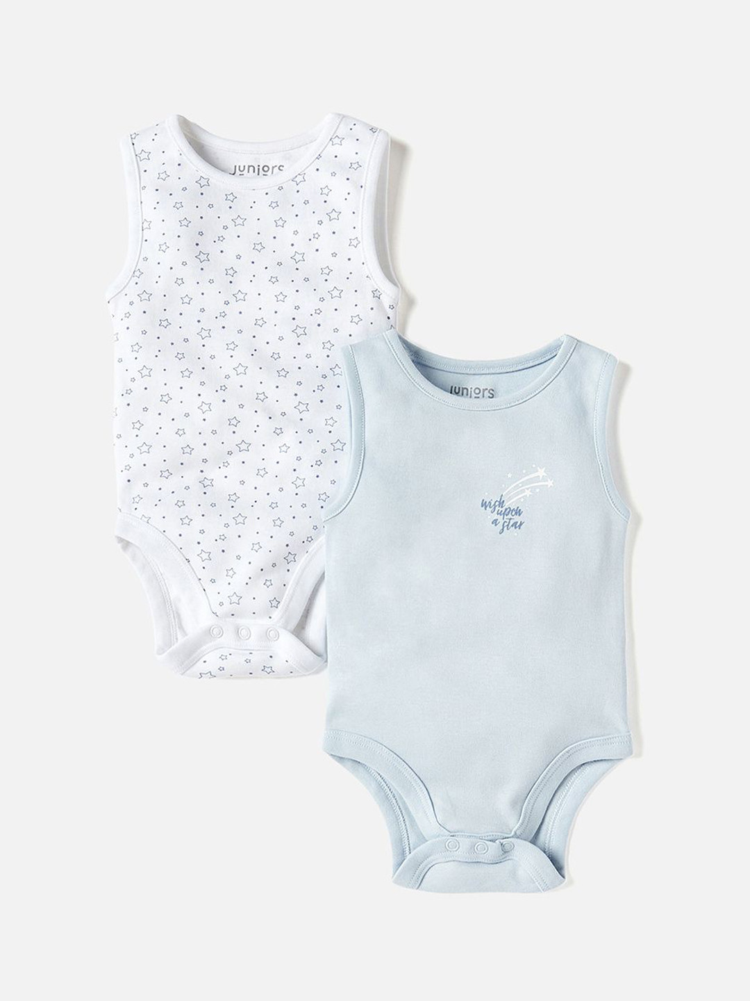 

Juniors by Babyshop Infants Boys Pack Of 2 Printed Cotton Bodysuits, Blue