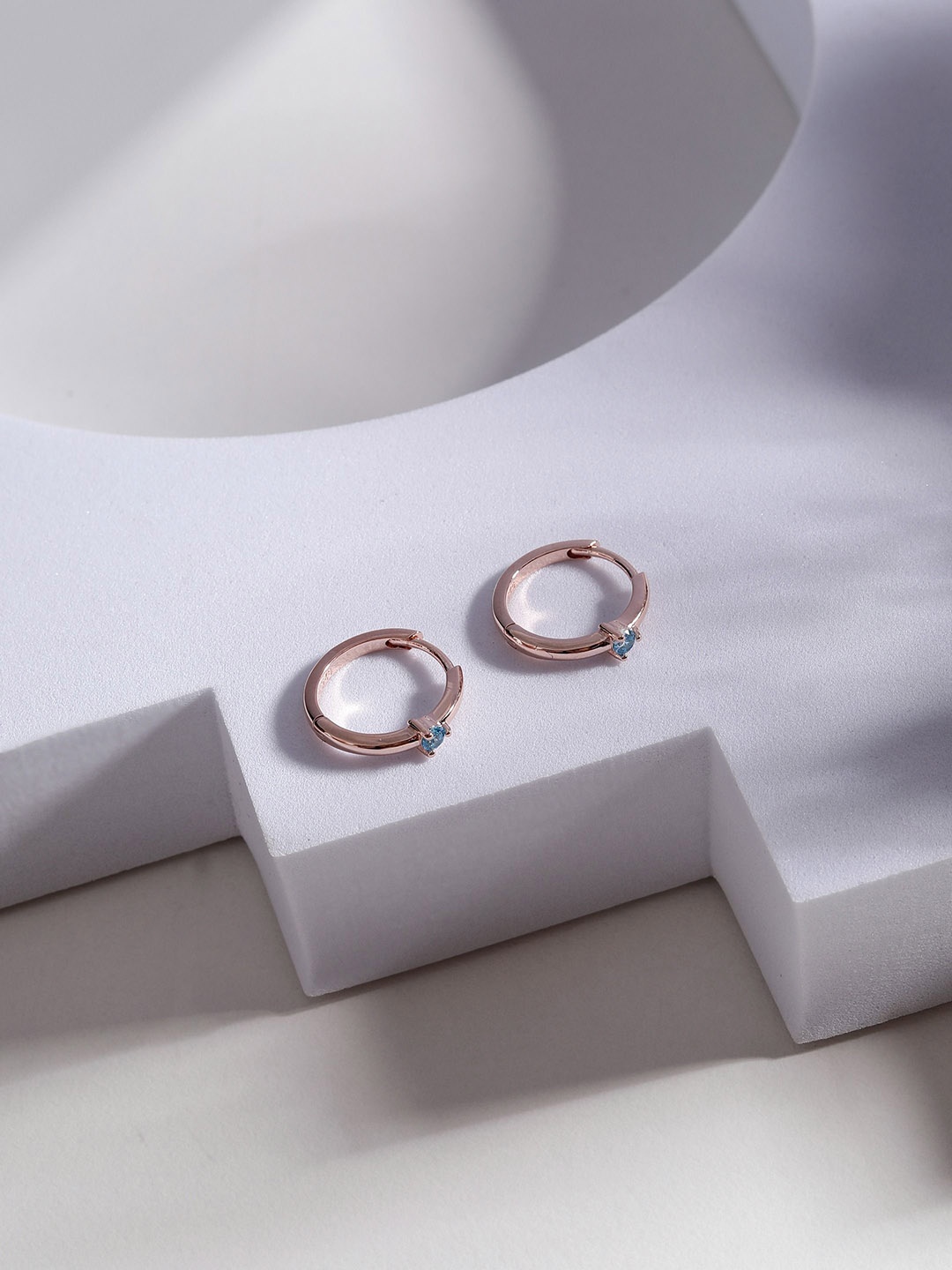 

DIAVO Rose Gold-Plated 925 Sterling Silver Cubic Zirconia Circular Hoop Earrings