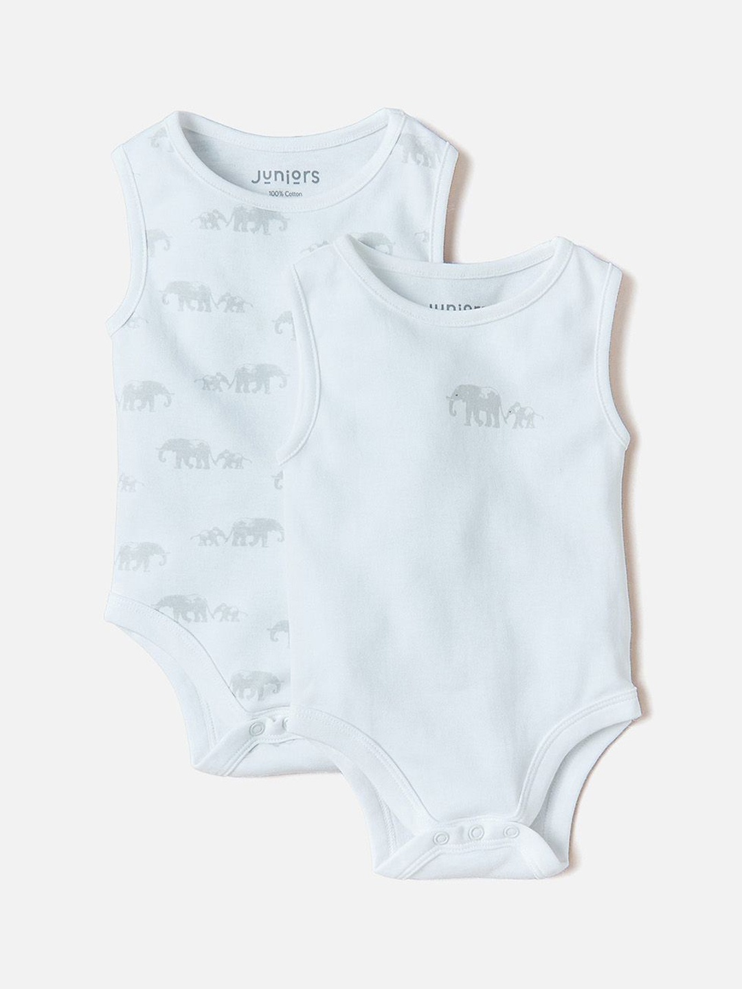 

Juniors by Babyshop Infant Boys Pack Of 2 Printed Cotton Bodysuits, Grey