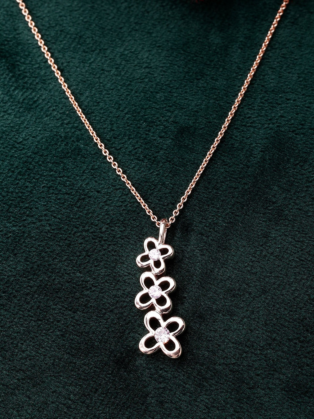 

DIAVO 925 Sterling Silver Rose Gold-Plated Cubic Zirconia Contemporary Pendant