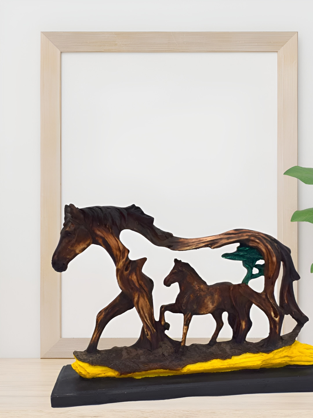 

SANKALAN CREATIONS Brown & Gold-Toned The Beautiful Horse In Horse Figurine Showpiece